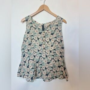 Mata Traders Floral Button-Front Blouse - Cream and Green